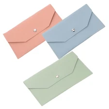 3PCS Cash Envelope: Cash Wallet for Women - PU Card Organizer Holder -