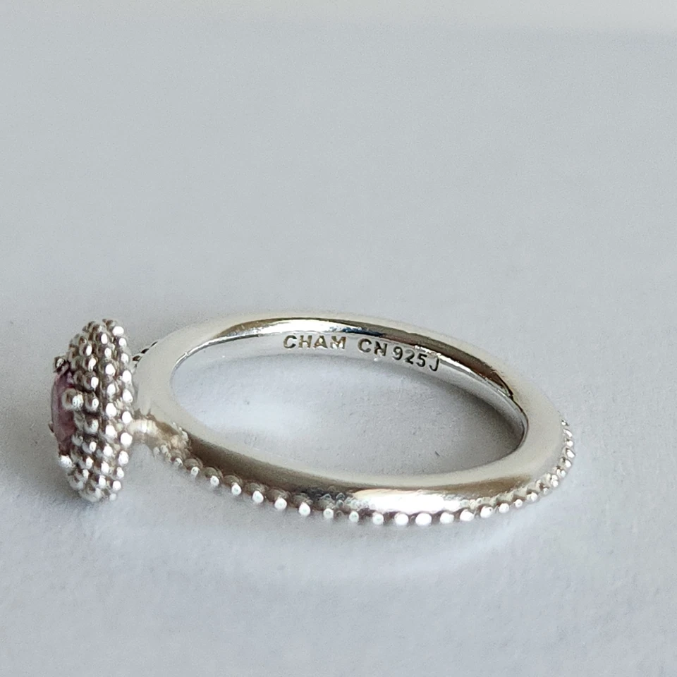 Anillo Pinky Piedra Rosa Plata Esterlina Chamilia | Talla 5 | 3,3 g Foto 2 de 4