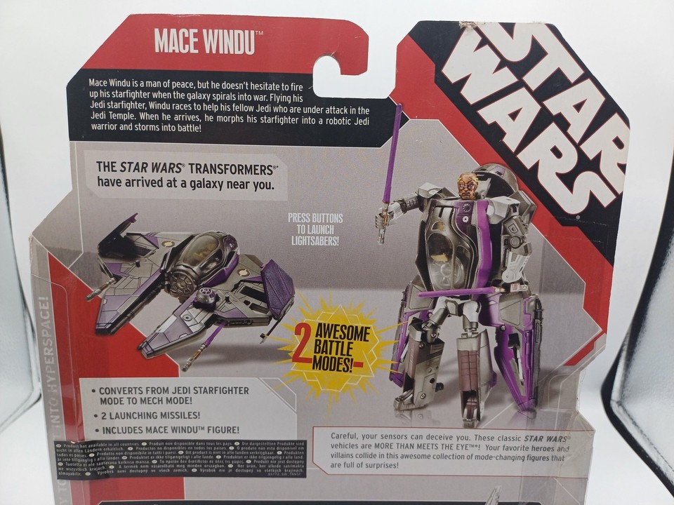 Star Wars Mace Windu Jedi Starfighter Vehicle Toy - With Launching Missiles & Spring-Open Wings - View #5