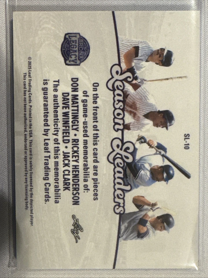 Bronx Legacy SL 2025 Mattingly, Henderson, Winfield, Clark Juego Bates Usados 5/35 Foto 2 de 2