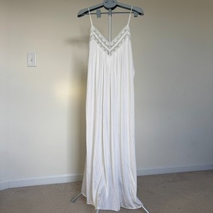 Vintage Victorian Slip Barbizon XL Nightgown USA White Lace Floral Bridal