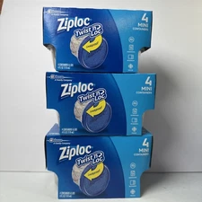 ZIPLOC Twist N' Loc Mini Containers 12 Total 3 Packs of 4 New Discontinued