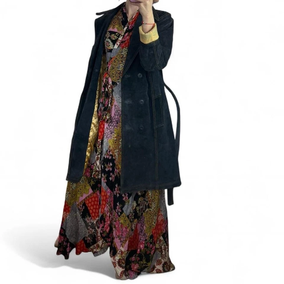 Gabardina Wilson’s Leather Máxima De Colección Azul Gamuza Talla M Forro Monograma Sedoso Foto 3 de 4