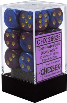 d6Cube16mmGemini#2 BUPUgd - Chessex (Pack of 12)