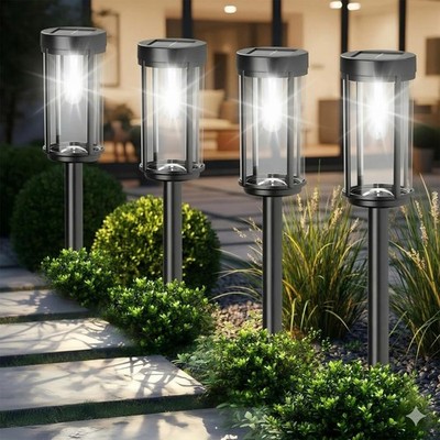 Sparkblaze 12 Pack Solar Pathway Lights, Cold White, Waterproof