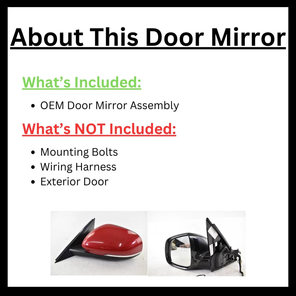 Espejo retrovisor lateral de pasajero eléctrico sin calefacción fijo compatible con calibre 07-12 440629 Foto 3 de 4