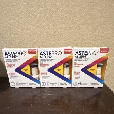 Astepro Allergy Nasal Spray 205.5mcg 0.37oz 3pk Alcohol-Free Exp 2027-03