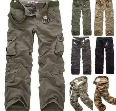 Herren Cargohose Lang Cargo Pure Vintage Arbeitshosen Army Outdoor Style Hose