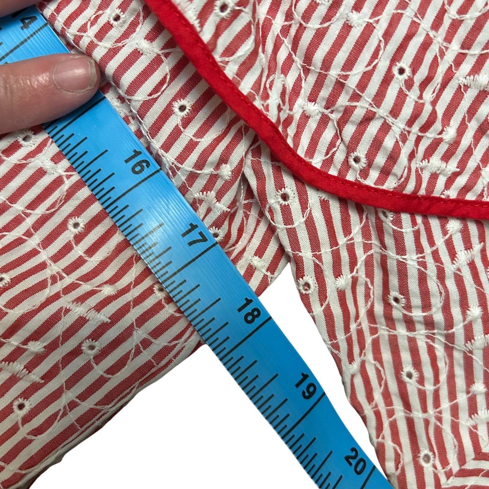 Zara Basic Collection Red Striped Eyelet Off Shou… - image 7