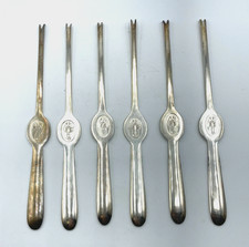 Vintage Hummergabel Krebsfleisch Set 6 Stück versilbert Silberauflage L 19,5 cm