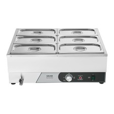 VEVOR Commercial Food Warmer, 1500W Electric Stainless Steel Steam Food Warming