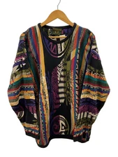 TOSANI Knit Sweater (Thick) Large Cotton Multicolor All-Over Print