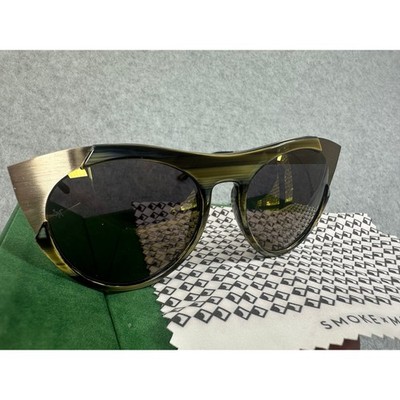 Smoke x Mirrors Zoubisou Cat Eye Sunglasses Blue Horn Gold Acetate Aesthetic