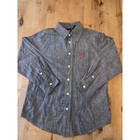 Wrangler Jeans Co. Boys M (8) Grey Chambray Long Sleeve Button-Down Shirt