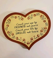 Heart Shaped Wooden Plaque Rustic Country Decor 2 Inspirational Quotes
