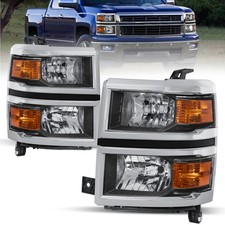 Pair Headlight Assembly w/ Black Housing Clea...