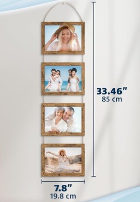 5x7 Wall Hanging Picture Frames Collage with 4 Opening Rustic Brown Frames 5x7