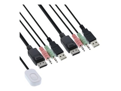 InLine KVM Switch 2-Port USB DisplayPort 1.2 4K Audio all-in-one 2.0 63613I