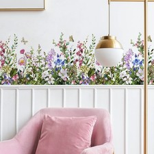 4 Pieces Flowers Wall Decals Vinyl Flowers Wall Stickers Removable Floral Mur...