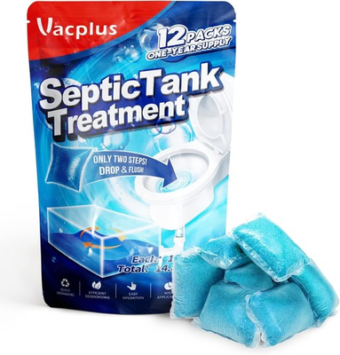 #ad Septic Tank Treatment 12 Pcs for 1 Year Supply Dissolvable Packs Easy Operation $11.99