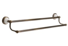 Landhaus Doppel Handtuchstange 60cm Messing gebürstet antik 2er Handtuchhalter
