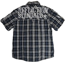 Affliction Buckle Mens XL Short Sleeve Button Front Shirt Rockabilly Y2K Grunge