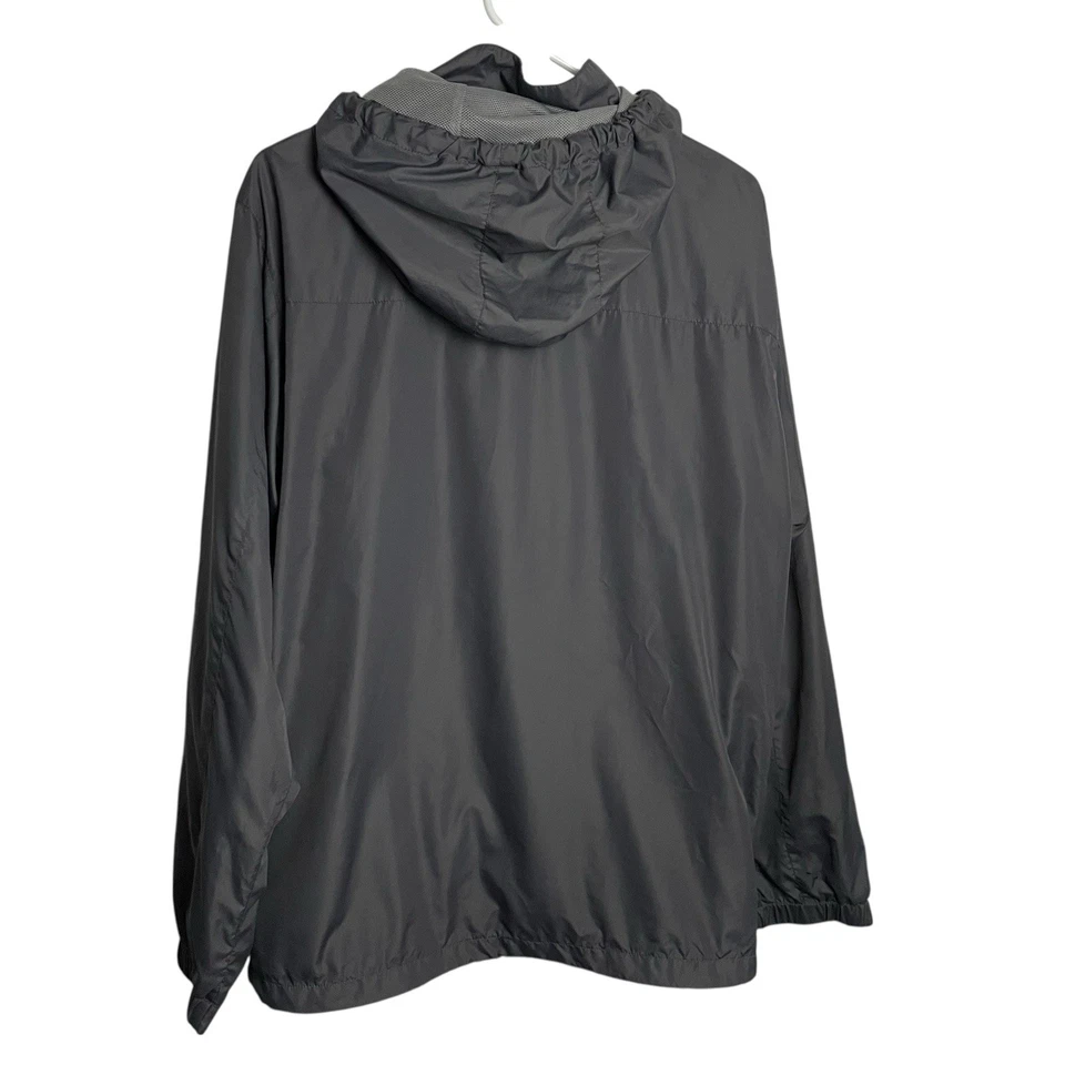 Jaqueta corta-vento masculina JP Morgan com capuz M cinza zíper completo leve vantagem - Imagem 3 de 4