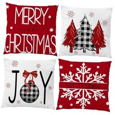 24x24 Christmas Pillow Covers Set of 4 Let It 24" x 24" Pack of 4 Christmas C