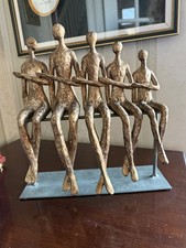 Libra large Contemporary Bronze Resin  Family Of 5 On Bench Sculptured Figures