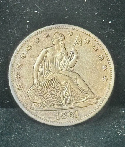 1861 Seated Liberty Half Dollar AU+ Civil War Era Beauty