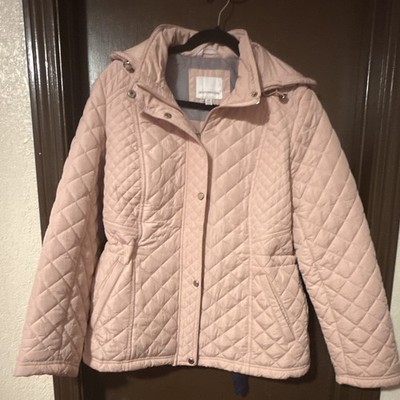 Weatherproof Women's Pink Quilted Hooded Zip Jacket Short Length Size L