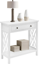 Coventry 32 In. Wood Console Table with Drawer, Shelf, and Unique Open-Detailing
