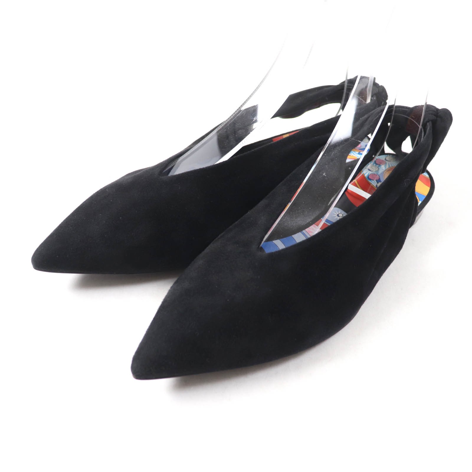 Great HERMES pumps Eva suede leather bow ballet flats black Suede leather Wo...