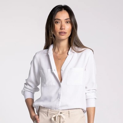 Thread & Supply White Long Sleeve Button Up Ginger Top Lycell Women's Size XS