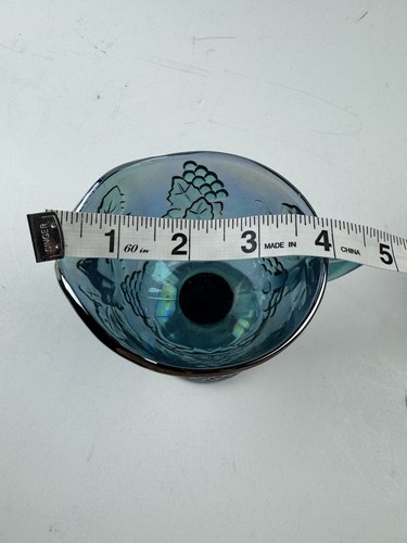 INDIANA BLUE CARNIVAL GLASS HARVEST GRAPE PEDESTAL CREAMER - Picture 13 of 13