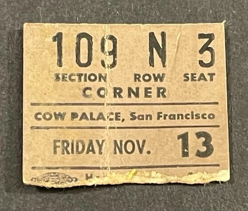 Elvis Presley 11-13-1970 Concert Ticket Stub Cow Palace San Francisco California