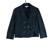CAbi Womens Blazer Black Cropped Double Breasted Rayon Stretch 215 Medium