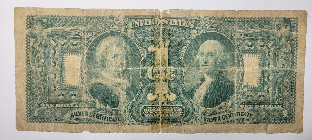 1896 $1 Educational Silver Certificate Circulated Large Size Rev