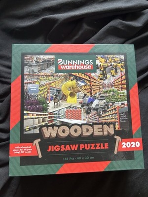 Bunnings Warehouse 141 Piece Wooden Jigsaw Puzzle Whimsy Pieces Mr Bob Complete