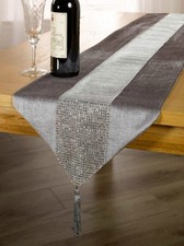 ECLAT Chemin de Table en Strass Argenté 33 x 228 cm