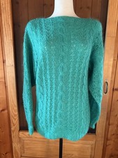 Vintage FIA ITALIA Knit Mohair Sweater Pullover Green Fuzzy S
