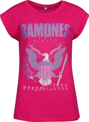 Ramones T-Shirt Damen Eagle Crystals pink Band-Merch, Bands, Urban Fashion
