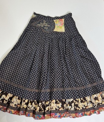 Vintage Koos van den Akker Patchwork Skirt Womens Boho Prairie Floral Midi