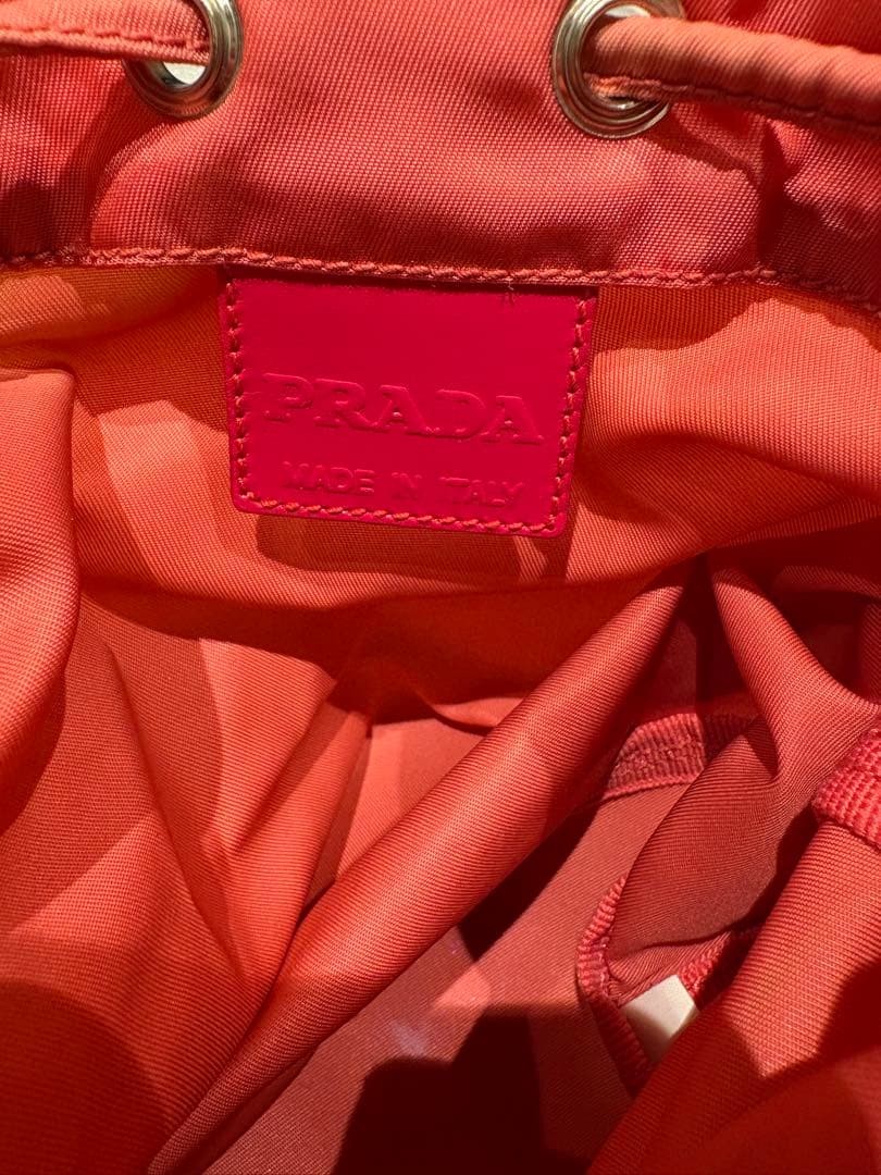 PRADA Nylon Drawstring Pouch Pink Logo Authentic … - image 13