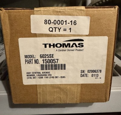  Thomas Linear Diaphragm Compressor/Vacuum Pump 150057 Model 6025SE 60 Hz, 115V
