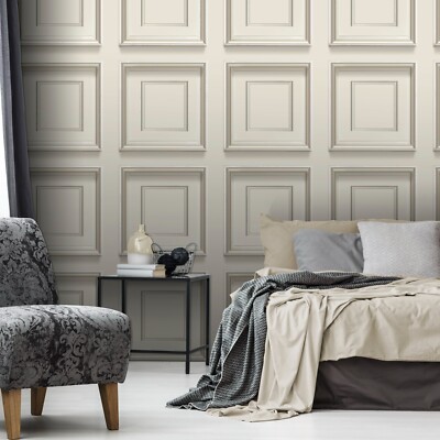 Creme Panel Optik Tapete Metallic Gold Realistisch 3D Holzoptik Flachoptik
