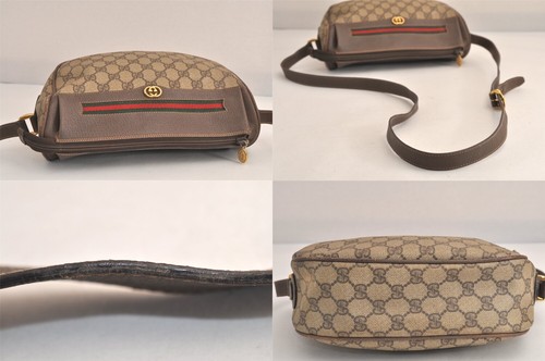 Authentic GUCCI Web Sherry Line Shoulder Bag GG PVC Leather Brown Junk 4997M - Foto 6 di 10