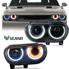 VLAND LED Headlights Fit 2008-2014 Dodge Challenger w/Sequential Front Lamp Pair