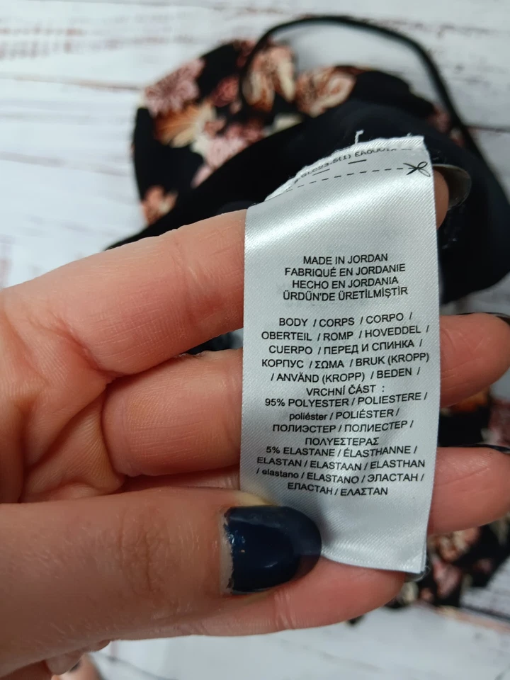 Ralph Lauren Wide Leg Pants Womens Large Floral Flowy Boho Pull On Black - Image 3 of 4