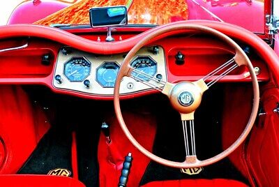 MG TA Classic Sports Car Interior Dashboard Steering Wheel Photograph Picture